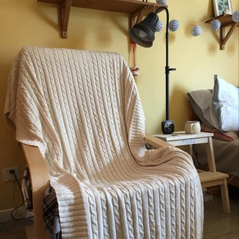 

Cotton Linen Blanket Knitted Wool Blanket/office Nap Blanket/blanket Cover/sofa Blanket Casual Blanket