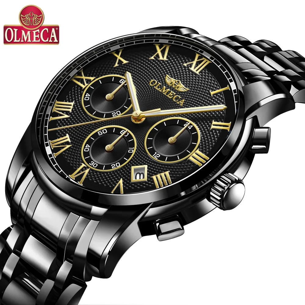 

Olmeca Mens Watches Steel Quartz Wrist Watches Luminous Hands Watches Waterproof Sport Watches Chronograph Relogio Masculino