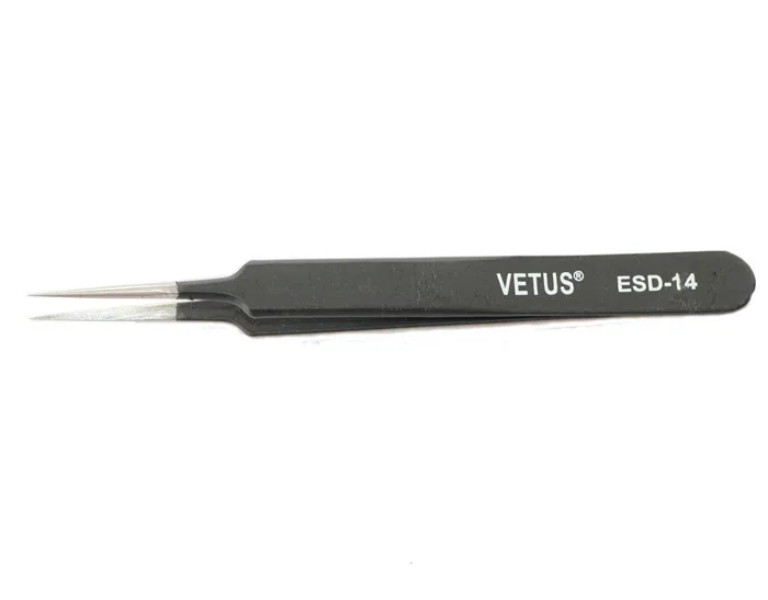 2 шт./лот нержавеющая eyelashtweezer VETUS ESD пинцет Анти-статический Пинцет ESD14 прямые и хорошее качество