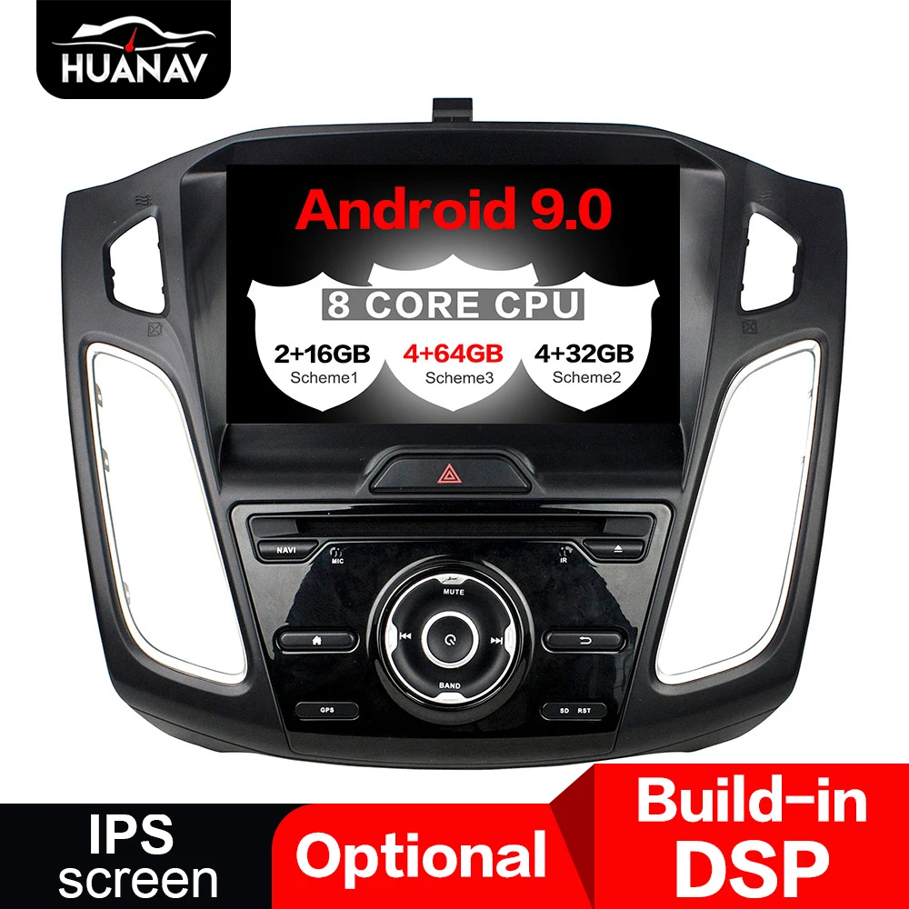 DSP Android 9.0 Car GPS Navigation DVD Player For Ford Focus 2015-2018 audio auto stereo Headunit multimedia radio recorder navi |
