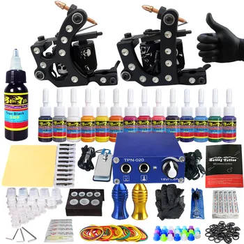 

Stigma Professional Tattoo Kit 2018 High Quality 2 Coil Machine Kit Tattoo Set Power Supply Foot Pedal Ink Pigment TK203-20