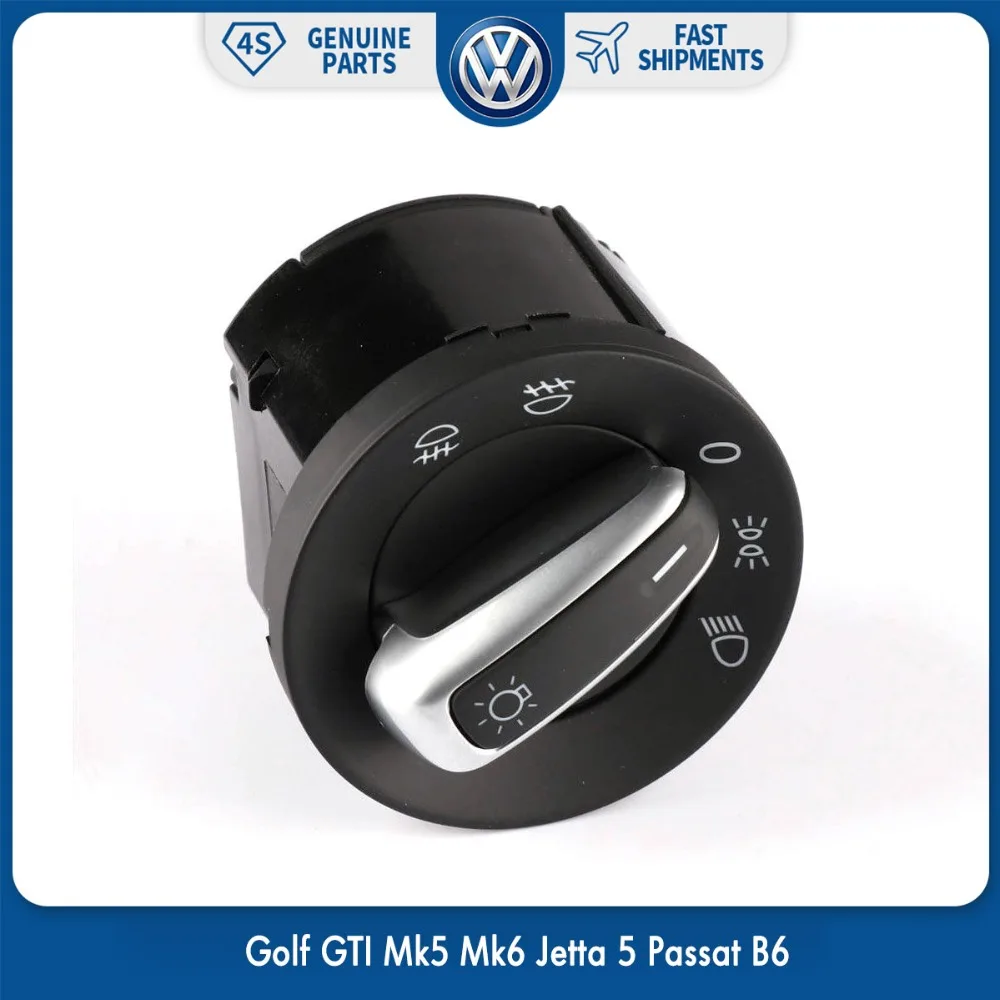 Хромированный переключатель фар для VW Volkswagen Golf GTI Mk5 Mk6 Jetta 5 Passat B6 Touran Tiguan 5ND 941 431 A
