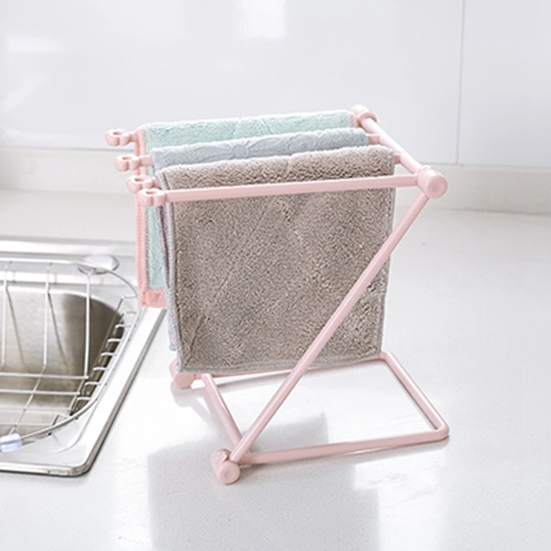 

4 Layer Towel Storage Rack Kitchen Rag Holder Hanging Cleaning Cloth Glove Tailgate Shelf For Drain Cup Holder