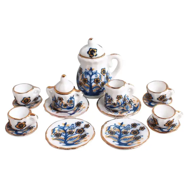 Best Price FBIL-Dollhouse Miniature 1: 12 Toy Kitchen Dining Room 17 pc Porcelaine Tea set Small floral Best Price FBIL-Dollhouse Miniature 1: 12 Toy Kitchen Dining Room 17 pc Porcelaine Tea set Small floral