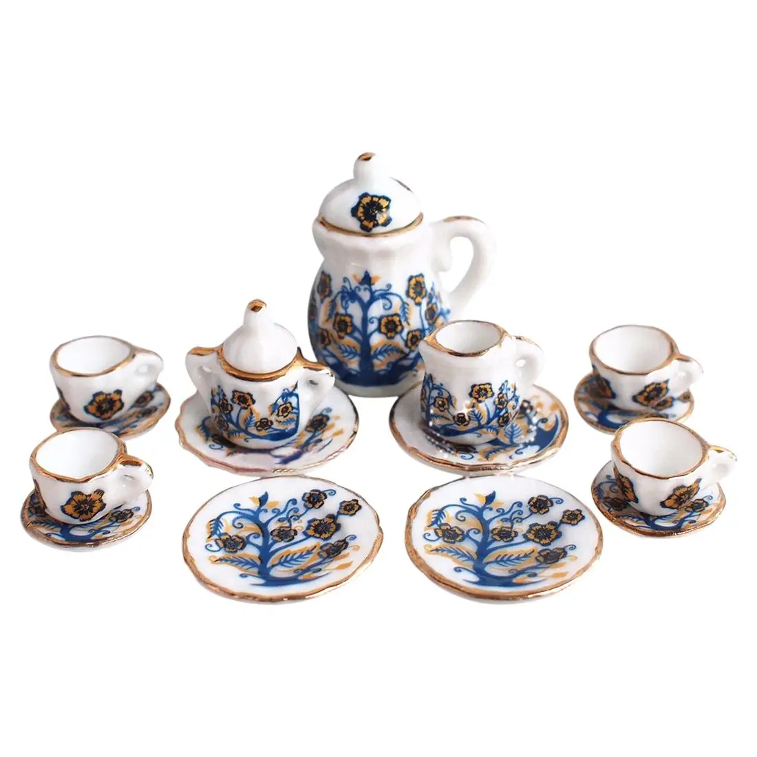 FBIL-دمية مصغرة 1: 12 لعبة المطبخ الطعام غرفة 17 pc Porcelaine طقم شاي صغيرة الأزهار FBIL-دمية مصغرة 1: 12 لعبة المطبخ الطعام غرفة 17 pc Porcelaine طقم شاي صغيرة الأزهار