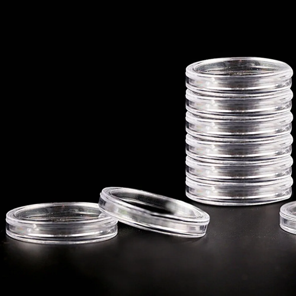 

10pcs/Lot 27mm Round Storage Ring Plastic Boxes Clear Coin Holder Capsules Cases