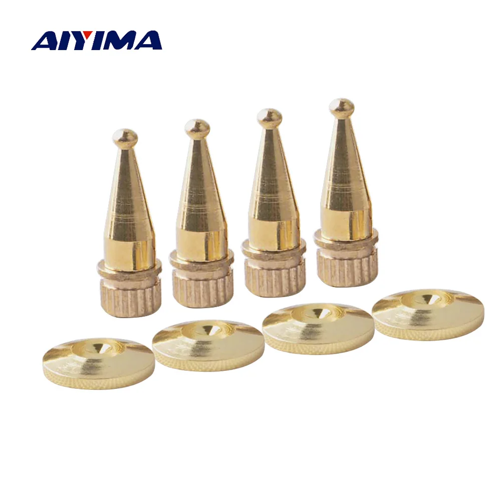 

AIYIMA 4 Sets Audio Speaker Spikes M8x34 Pure Active Speakers Parts Copper Foot Nails + Foot Pads DIY For Home Theater