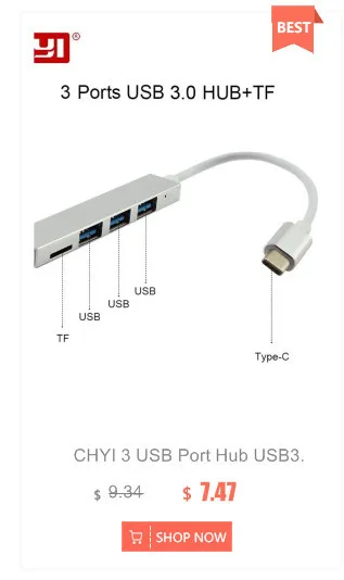 CHYI 4 Порты USB2.0 Суперскоростной концентратор Алюминиевый сплав Splitter адаптер конвертер кабель для портативных ПК высокое качество USB2.0