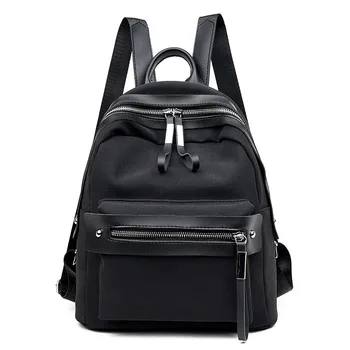

Women Backpack Leather Solid Color Matte Double Zip Strap Folio Travel Backpack Girl Fashion Casual Bag Backpack