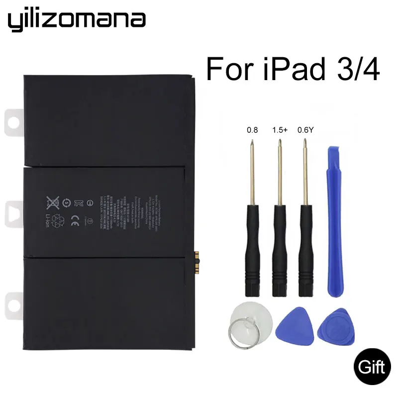 Yilizomana для iPad 3/4 3rd A1403 A1416 A1430 A1433 A1459 A1460 11560 мА/ч, A1389 iPad Батарея с ремонтными инструментами