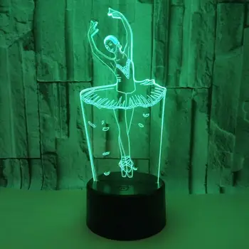 

Colorful LED 3D Vision Night Light Ballet Girl Image Touchment Control Color 3D Night Lamp Desk Light