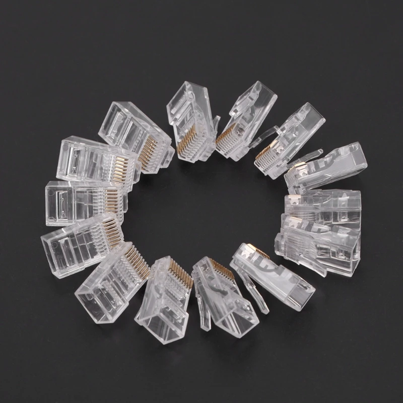 50 Pcs/Pack Stranded 10P10C Network Cable Connector RJ48 Crystal Plug Modular  T3LB ethernet cable tracer