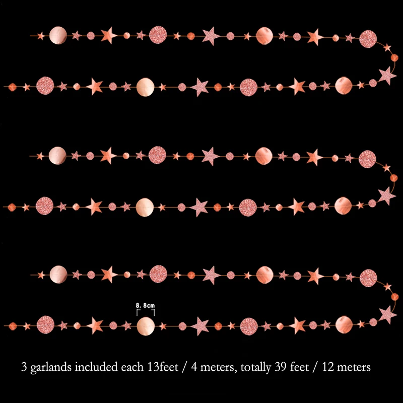 Блестящая Звезда розового золота в горошек вечерние гирлянды наборы Матовый Металлик брутто большой бумажный круг овсянка баннер для свадебных вечеринок
