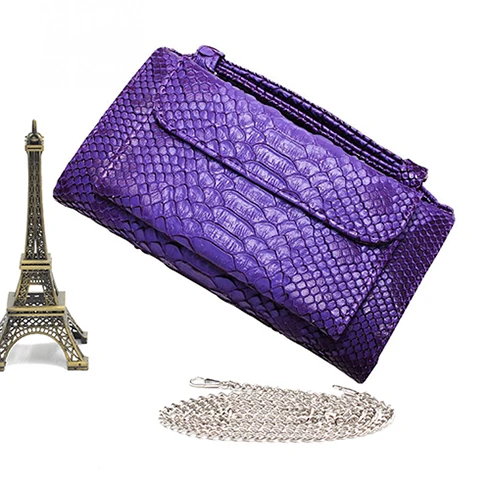 Сумки из натуральной кожи, новые женские модные брендовые роскошные сумки-мессенджеры, сумки на плечо с цепочкой, женские вечерние клатчи - Цвет: Purple