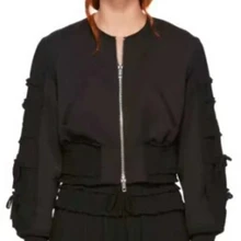 Осень и зима новая уличная мода длинный фонарь рукав морщин женская короткая укороченная куртка пальто