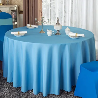 1 шт., 18 цветов, полиэфирная ткань, однотонная круглая белая скатерть для гостиницы, свадебные украшения, прямоугольная скатерть для дома - Цвет: Sky Blue
