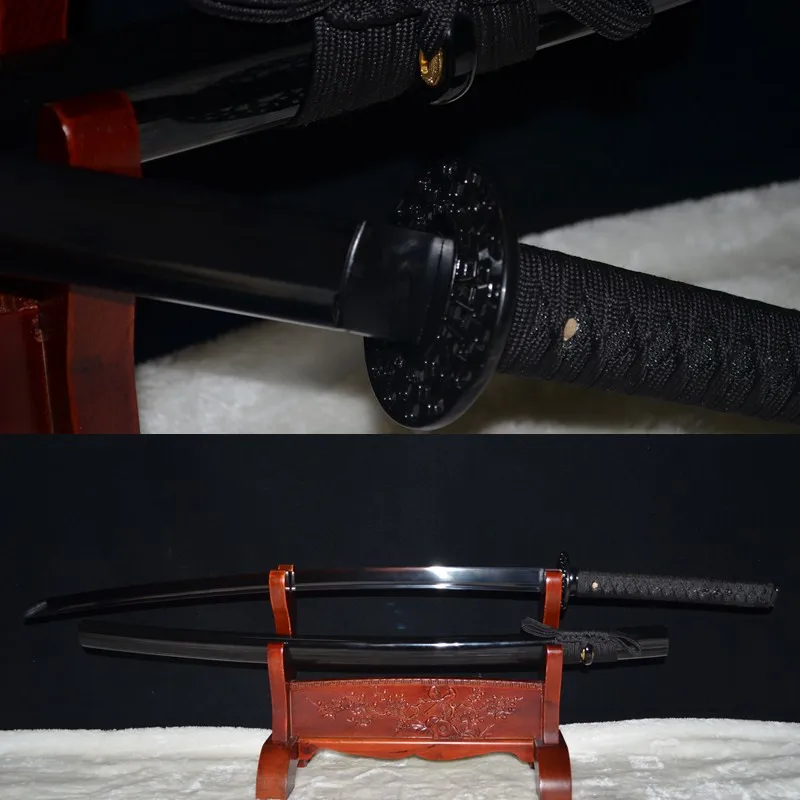 Katana meč samuraj Japonec Černá čepel 1060 z vysoké uhlíkové oceli plné tanga ručně ostrá může řezat bambusový strom