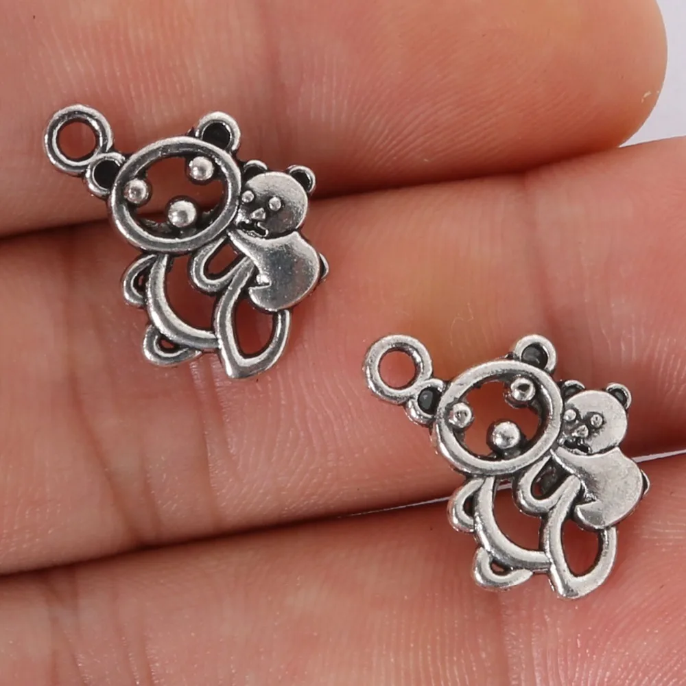 

Free Shipping 10pcs 19x13mm Antique silver plating Bear and Tiny Bear Charms Pendant jewelry findings for DIY Handmade Making