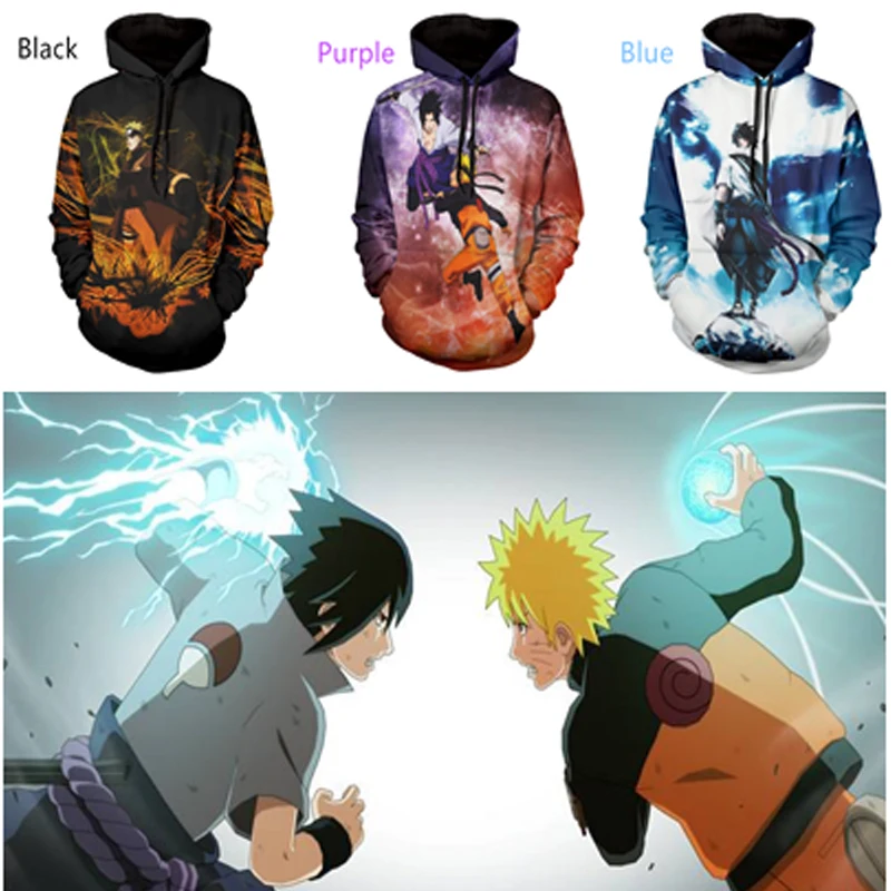 

NARUTO Winter Autumn Cosplay Long Sleeve Sweater Casual Jacket Hoodie 3D Digital Printing 3colors & M-XXXL