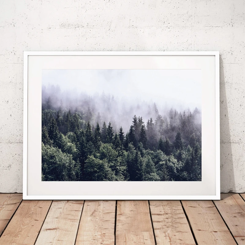 Современный плакат с изображением тумана леса пустыни, художественная живопись для дома, декор стен, туманный лесной пейзаж, фотографии на холсте, художественные принты