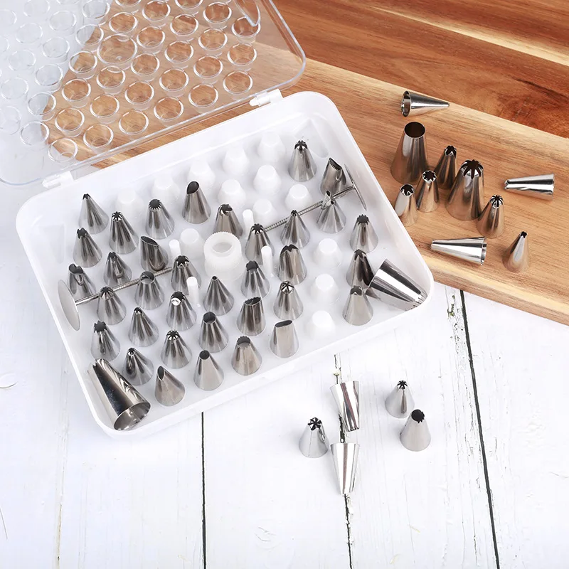

52 PCS/Set Silicone Icing Piping Cream PC Stainless Steel Nozzle Pastry Tips Converter DIY Cake Decorating Tools