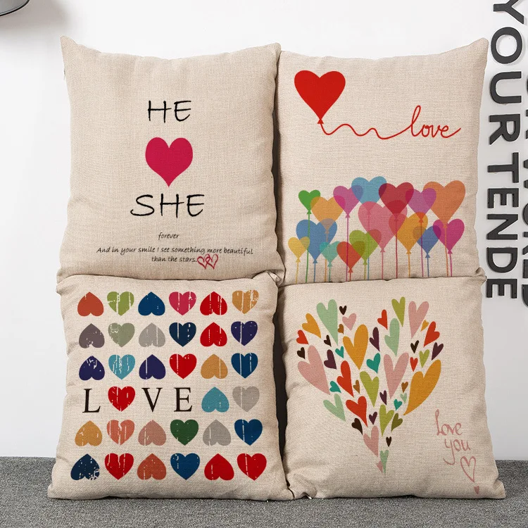 Personalised colourful love cushion cover for Him or Her Romantic