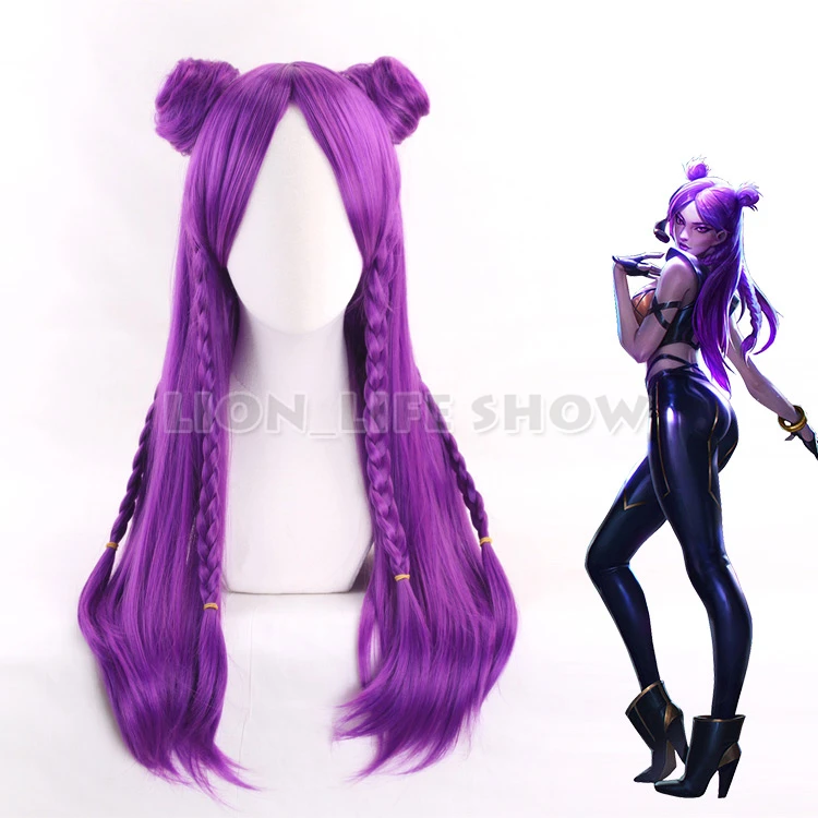 LOL K/DA Косплей волосы Kaisa головные уборы Игра KDA длинные фиолетовые термостойкие