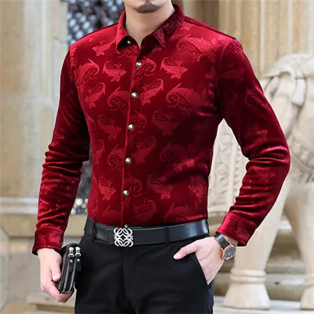 Mu Yuan Yang, новинка, дизайнерская приталенная Мужская Повседневная рубашка с отложным воротником, модная рубашка с длинным рукавом, светская рубашка, мужские рубашки, скидка 50 - Цвет: red