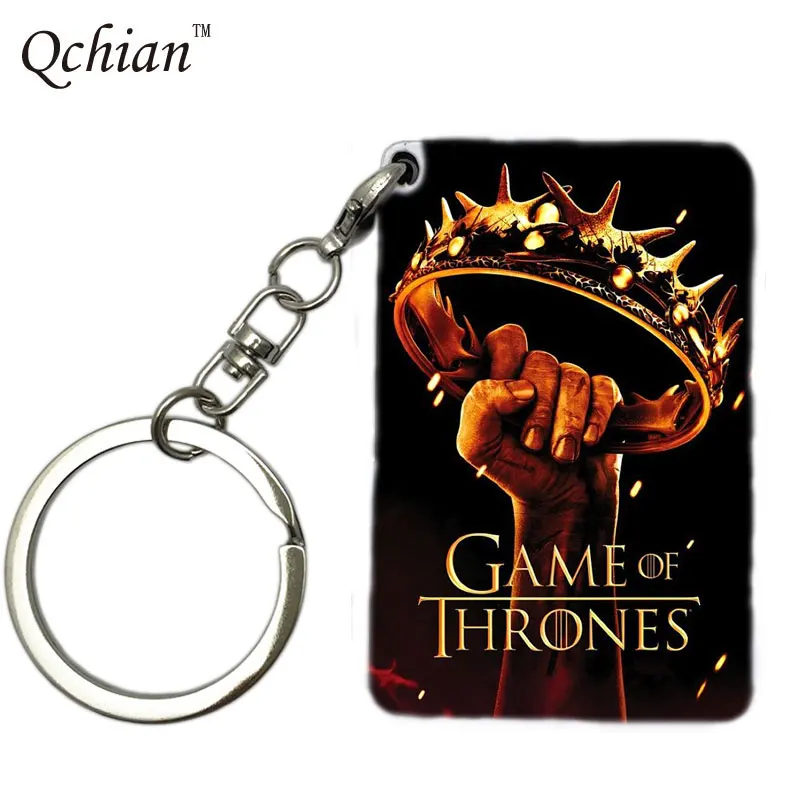 

1pcs Game of Thrones Keychain for Men Daenerys Targaryen Jon Snow Print Key chains Ring Holder