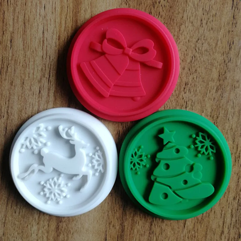 Christmas 1Set Silicone DIY Cookie Stamp Fondant Mold Biscuit Embossing