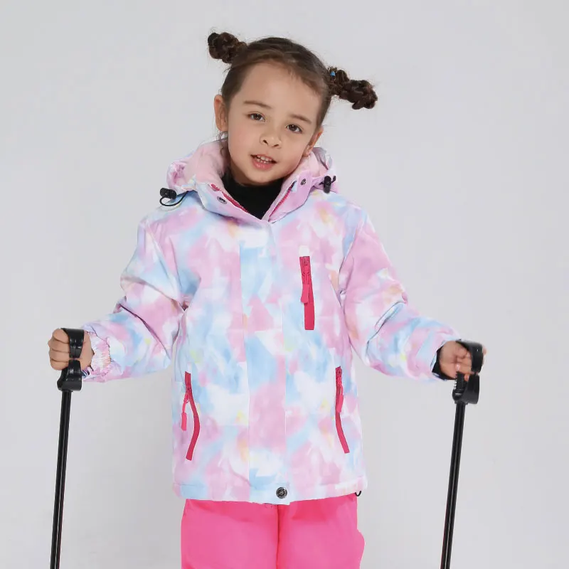 Лыжная куртка детская водонепроницаемая ветрозащитная одежда Детские лыжные штаны для мальчиков и девочек до-30 градусов, зимний теплый лыжный костюм для сноуборда - Цвет: Jacket-03