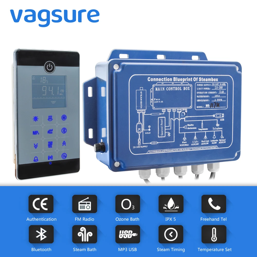 Online IPX5 Wasserdichte Wand Montiert Stil bluetooth Nass Dampfbad Sauna Spa Bad Generator 2.8KW 110 V 240 V Mit dusche Controller