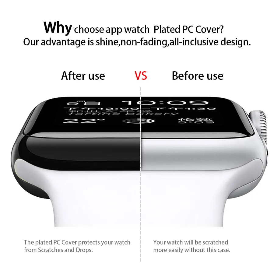 Покрытый PC защитный чехол для Apple Watch 44 мм 40 мм корпус для часов рамка аксессуары для iWatch Series 4 3 2 1 38 мм 42 мм