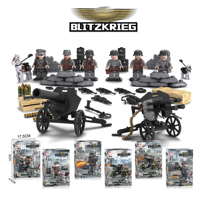 

New Arrival World War 2 German Blitzkrieg Assault Military War Scene Model Minifigure Building Blocks Bricks Toy Compatible Doll