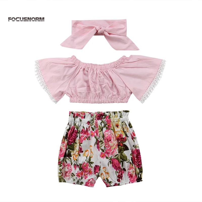 

FOCUSNORM New Fashion Toddler Newborn Kids Baby Girl Clothes Tops Vest Floral Pants Shorts Outfits Set