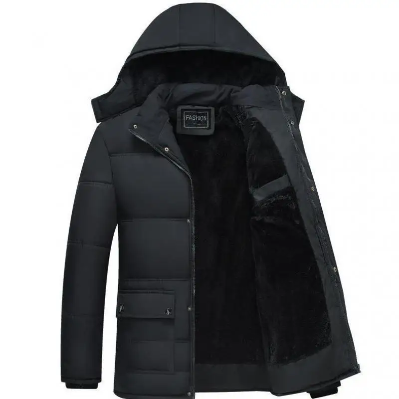 

5XL Plus lining man jacket coats Fashion Hooded Winter Coat Men Thick Warm Mens Winter Jacket Father Gift Parka Plus size Black