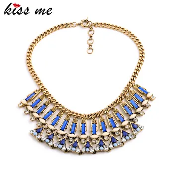 

Bohomia Jewelry Women Accessories Yellow Red Blue Layered Pendant Statement Necklace KISS ME