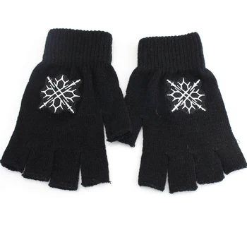 

2017 Fashion Glove Anime Vampire Knight Logo half finger plush knit gloves winter warm mitten handschoenen Christmas Cos Gifts