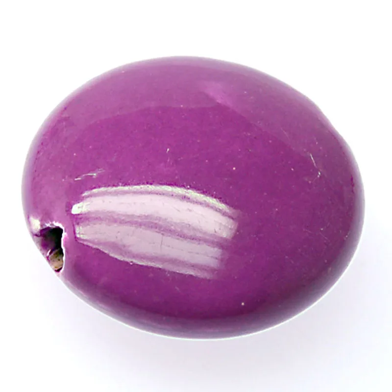 Flat Round Ceramic Porcelain Loose Beads 13.5x28mm Plain Pruple Ceramic