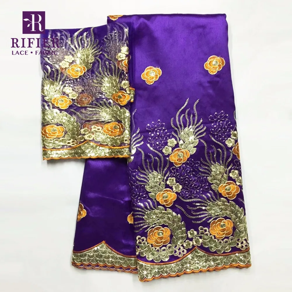 Beautiful Flower Embroidered Sequined George Fabric With Net Lace African High Quality Sequins Wedding Silk Material | Дом и сад