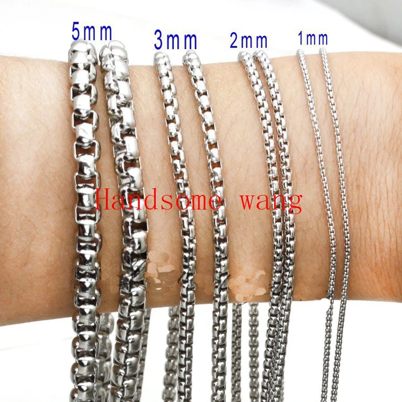 

Wholesale High Quality 1/2/3/5mm Width 316L Stainless Steel Silver Box Aberdeen Necklace Chain 5/10m Length DIY Free Collocation