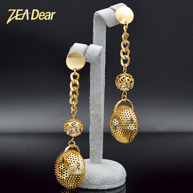 Женские круглые серьги-подвески ZEA Dear длинные висячие серьги в Дубае модные