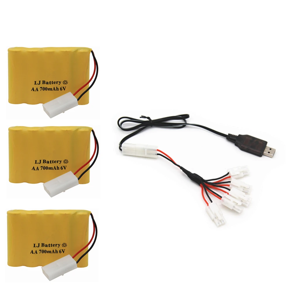 6 v 700 mah AA NI-CD аккумулятор с зарядным устройством большой емкости электрический игрушечный аккумулятор дистанционный автомобиль корабль Робот перезаряжаемый 6 v 700 mah - Цвет: 3pcs USB