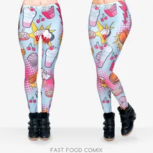 Новые модные женские туфли забавные леггинсы цифровой 3D фиолетового цвета с рисунком «мороженое Для женщин леггинсы для модных платьев