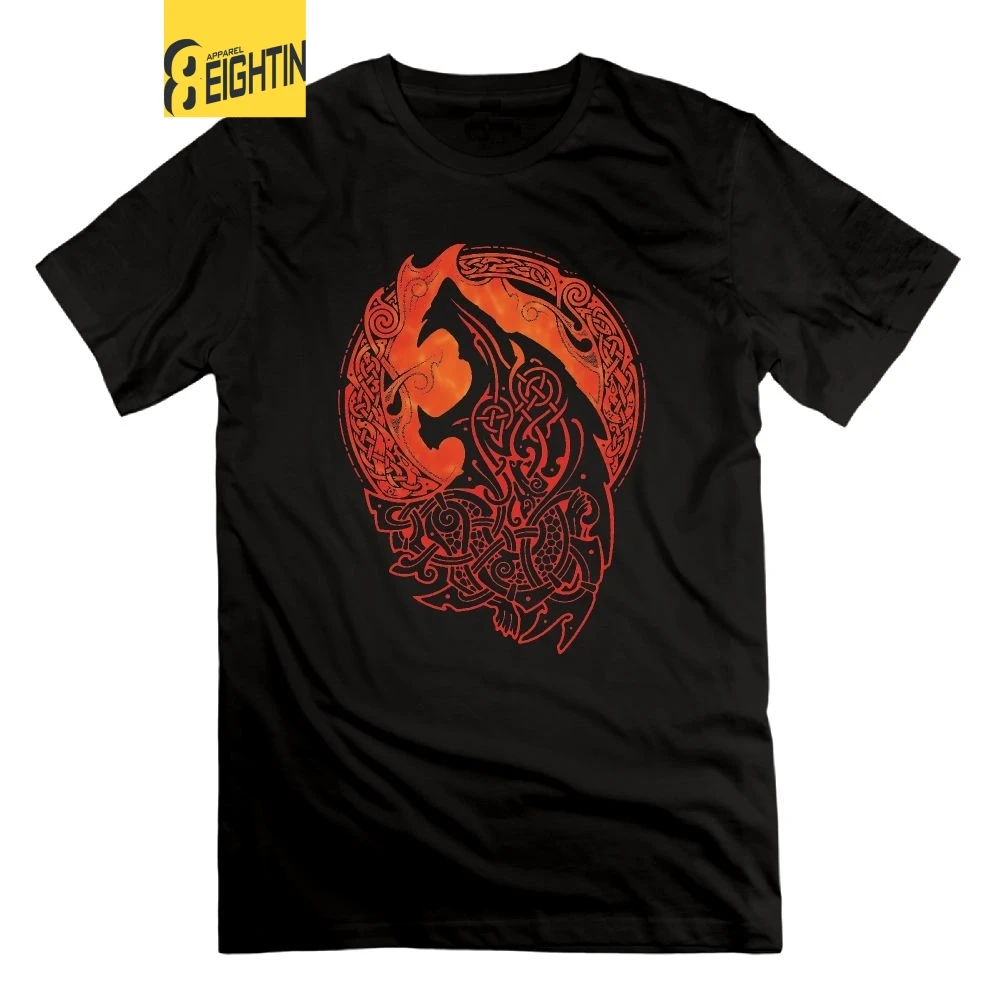 

Eightin Viking Valhalla Odin Fenrir Loki's Son Tees Short Sleeves Shirt Round Collar T-Shirt for Men 100% Cotton T Shirt 6XL