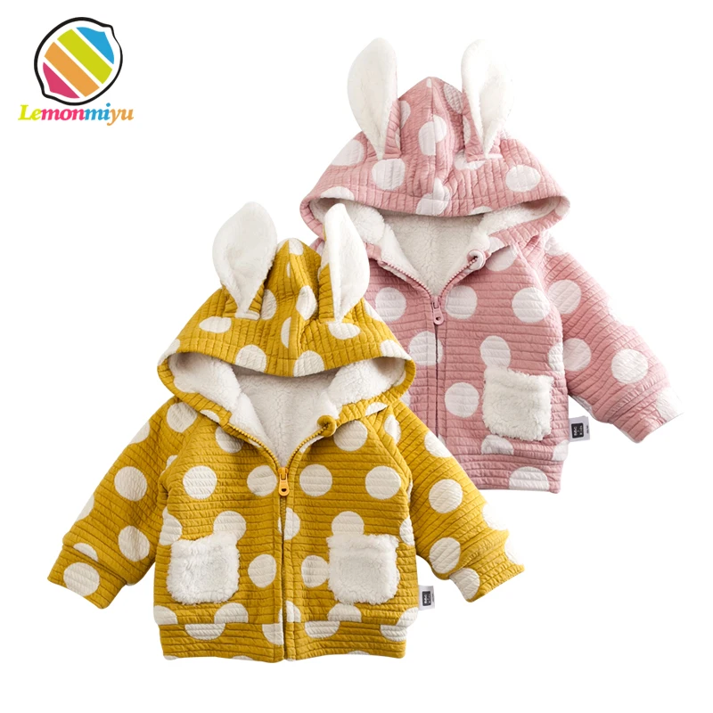  Newborn Baby Winter Warm Thicken Coat Rabbit Pocket Hooded Outwear Clothes Infant Girl Cotton Woode