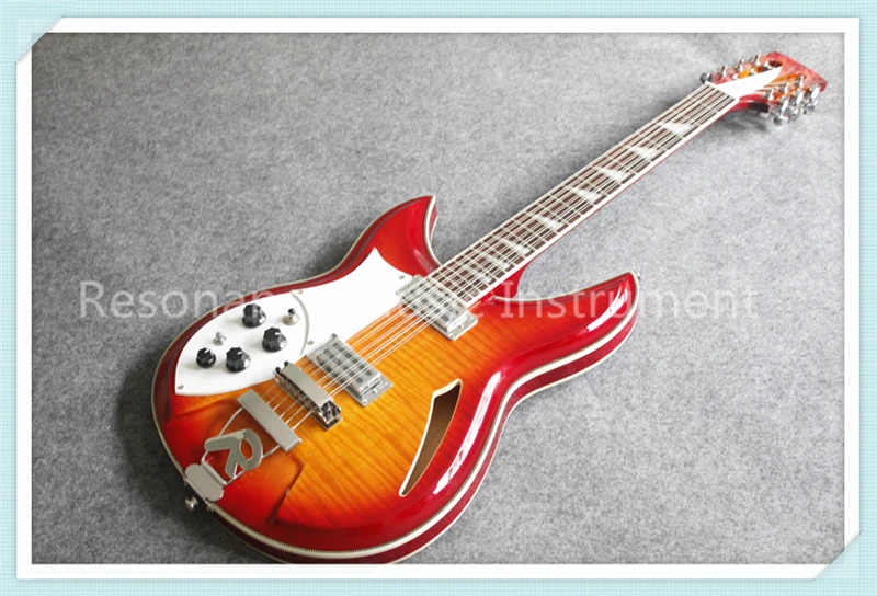 

Custom Shop Left Handed 12 Strings Suneye Rick Electric Guitar CS Cherry Sunburst Tiger Grain Finish As Picture