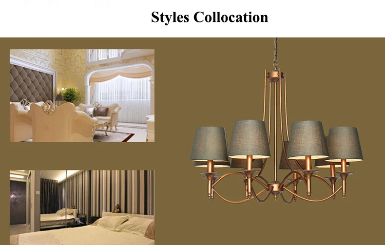 Американские бронзовые металлические светодиодные люстры, тканевые Абажуры для гостиной, светодиодные подвесные люстры, подвесные светильники