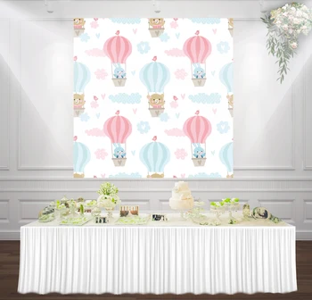 

HUAYI Hot balloon bear rabbit Photo Booth Prop photography birthday party decor baby shower backdrop for girl background lw-1095