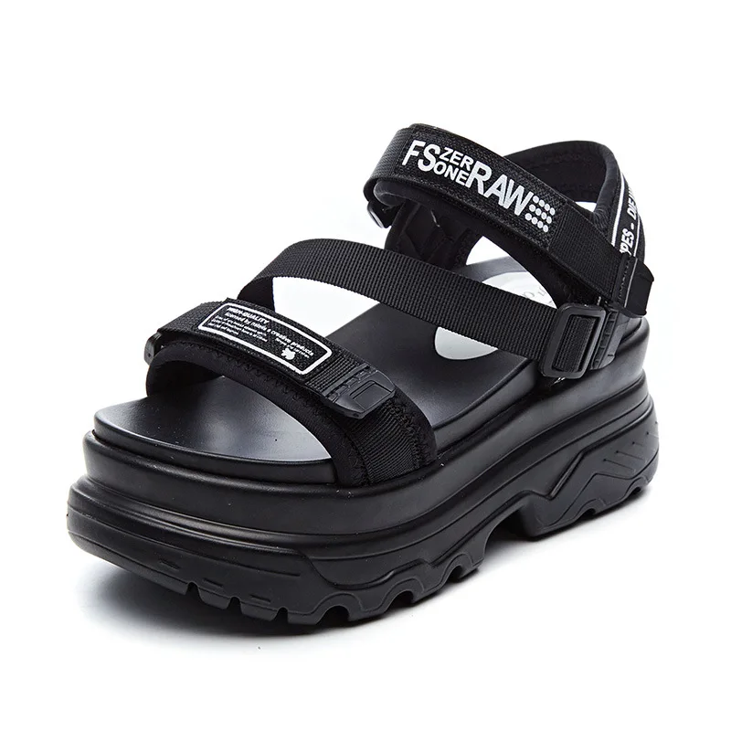 

Women's Black Platform Mesh Sports Sandals 2019 Summer New Ultra High Heel Casual Fashion Comfortable Breathable Beach Shoes